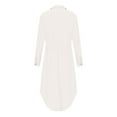 thumbnail image 4 of VSSSJ Womens Casual 3/4 Sleeve Side Split Button Down Long Dresses Cotton Linen Summer Solid Color Crew Neck Tie Waist Flowy Maxi Dress White01 XXXXXL, 4 of 9