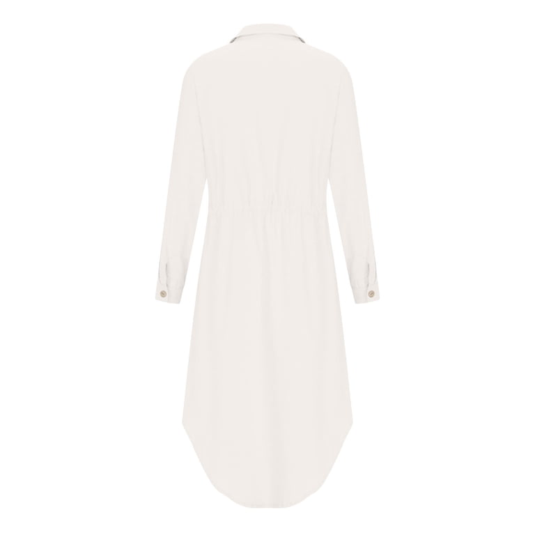 white christmas dresses Women's All The Angles White Cotton Pleated Detail Long Sleeve Button-Up Mini Dress | Size: S main image 0