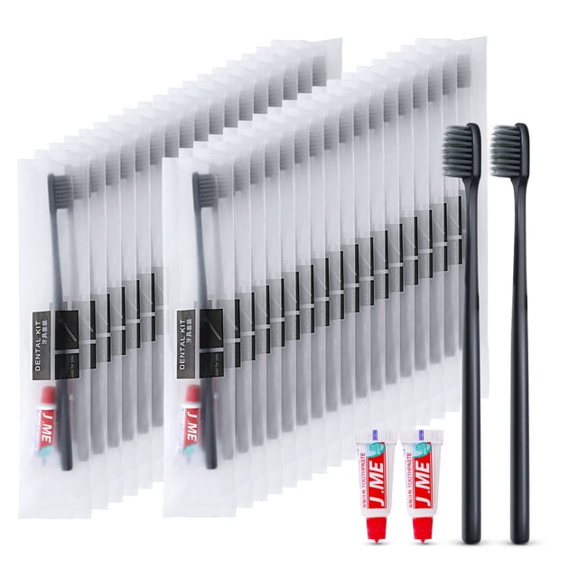 Kit de viaje de cepillos de dientes desechables con pasta de dientes