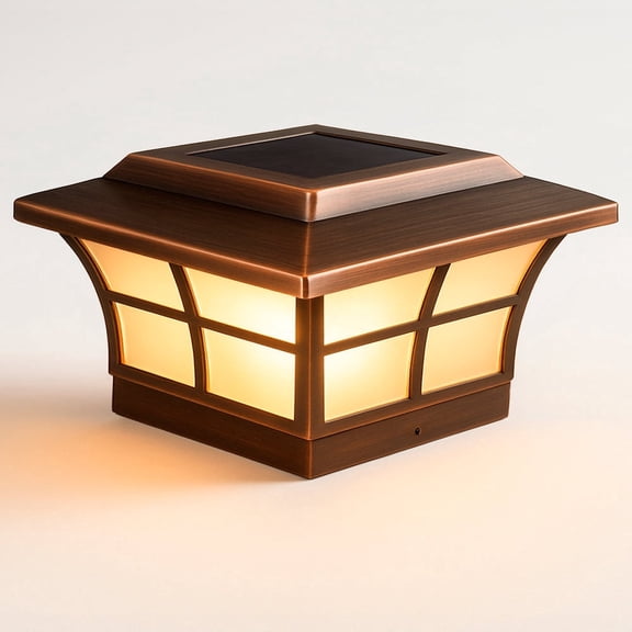 Classy Caps Prestige Solar Post Cap - Fits 5.5"x5.5" (6x6 Nominal) Posts - Electroplated Copper