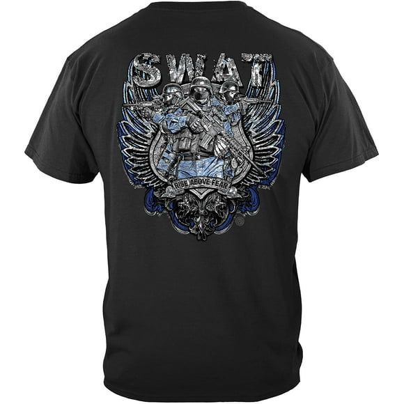 Erazor Bits Law Enforcement T-Shirt Swat Chrome Wings Silver Foil Black