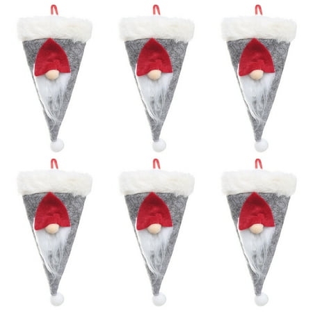 

HEMOTON 6Pcs Christmas Non-Woven Tableware Cover Dinner Tool Suit Table Ornament