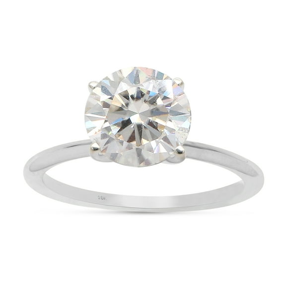 Solitaire Style, 1 3/4 cttw 8MM Round Cut Lab Created Moissanite Diamond Engagement Ring For Women In 10K Solid White Gold (G-H Color, VVS1 Clarity, 1.75 Cttw)-4
