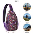 thumbnail image 5 of Sling Backpack,Dark Blue Christmas Pattern Sling Bag with Water Bottle Holder,Waterproof Sling Bag for Men/Women with Headphone Jack for Hiking,Travel, 5 of 6