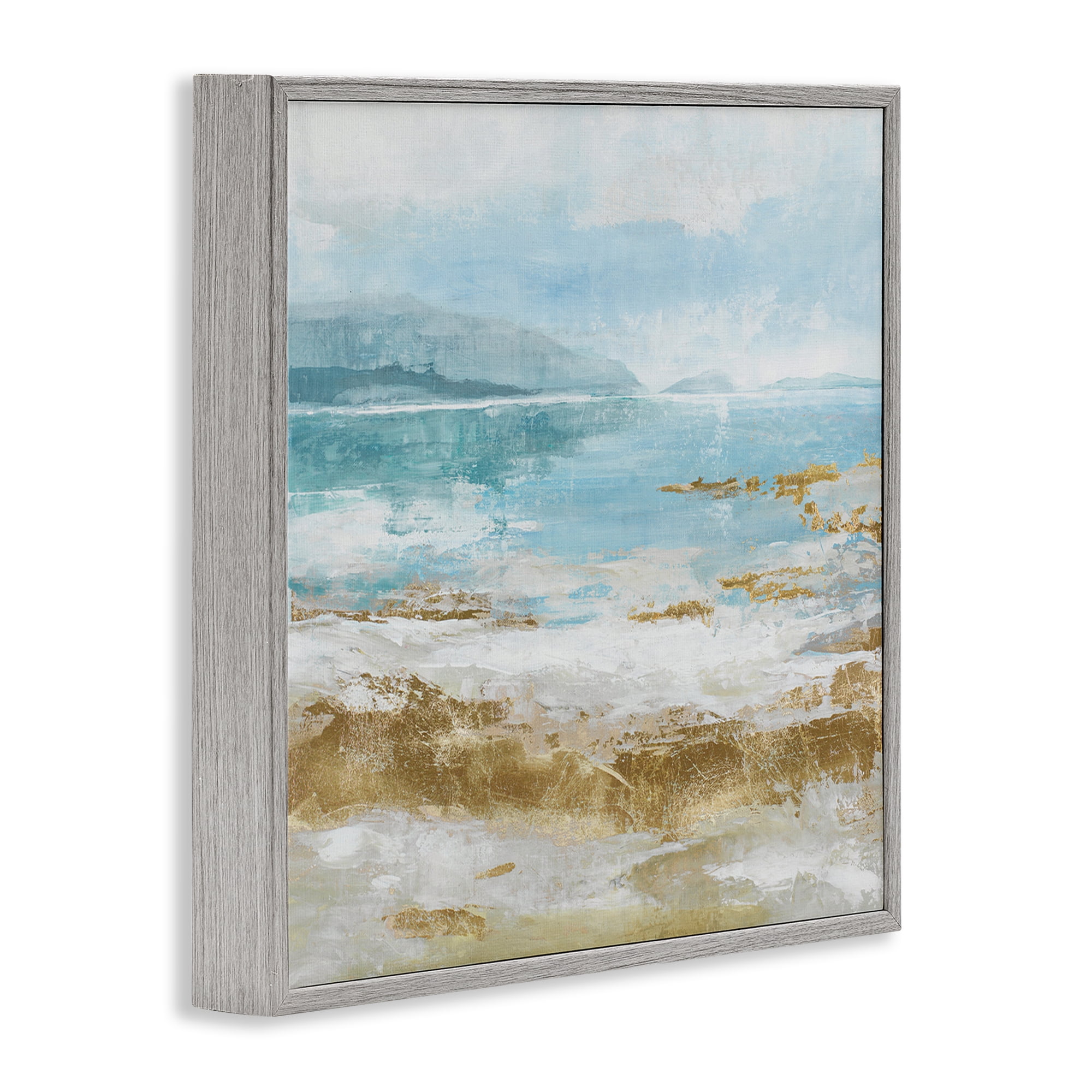 Stupell Industries Distressed Beach Landscape Coastal Painting Gray Framed Art Print Wall Art, 24 x 24