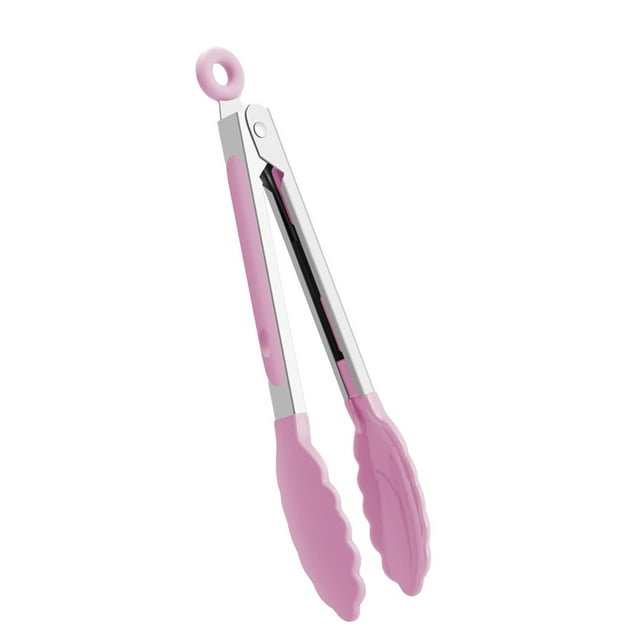 Stainless Steel High Temperature Nylon Food Tongs for BBQ Grill and Kitchen Cooking with Secure Grip