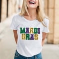 thumbnail image 2 of Mardi Gras Shirts for Women Carnival Funny Letter Print Short Sleeve Crewneck Tees Dressy Casual Stretch Comfy Pullover Tunic Tops, 2 of 4