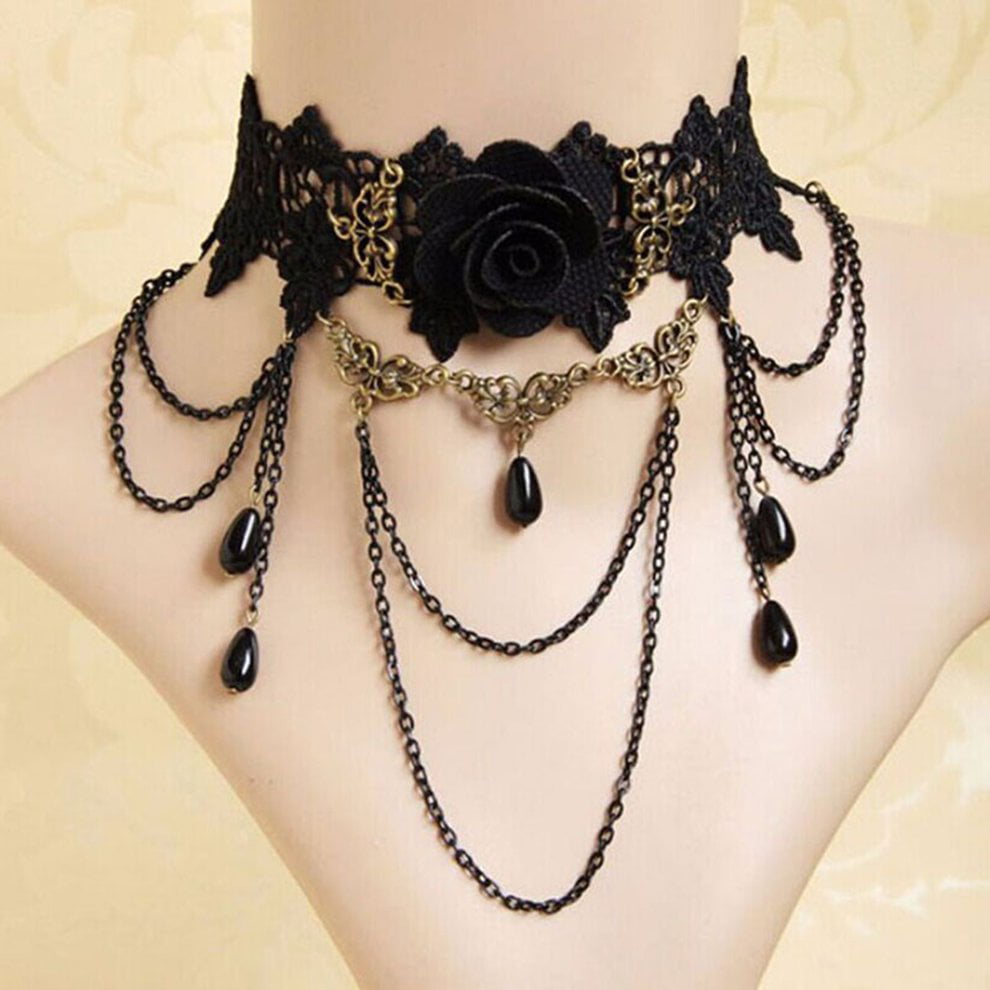 Retro Hollow Lace Choker Chain Flower Necklace Lady Collar Chocker Jewelry YW