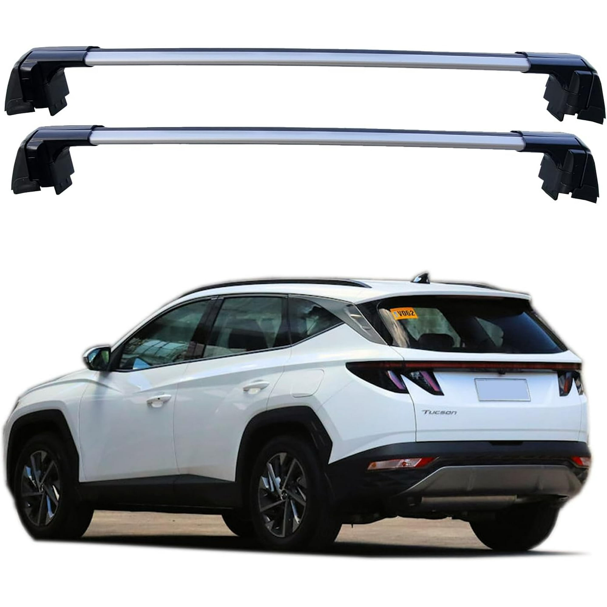 ROKIOTOEX Coyote Roof Rack Crossbars Fit for 2022 2024 Hyunda i Tucson Hybrid PHEV Flush Side Rails Lockable Cross Bars for Rooftop Cargo Box Luggage Ski Board Bike Carrier Silver HT22 Walmart