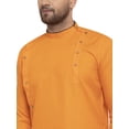 thumbnail image 2 of eloria Men's Traditional Orange Cold-Shoulder Sleeves Asymmetric Kurta, 2 of 7