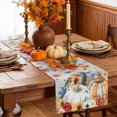 thumbnail image 6 of Fall Pumpkin Squirrel Table Runner - 72 Inch Long Thanksgiving Birds Maple Leaf Wooden Cotton and Linen Blended Dress Scarves Farmhouse Table Runner for Kitchen Dining, Coffee Table, 13" x 72", 6 of 8