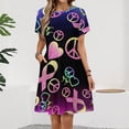 thumbnail image 2 of A Colorful Sign with Peace And Ribbon Dress Fashion Beach Short Sleeve Dresses Female Party Printed Sundress, 2 of 7