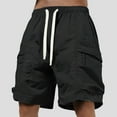 thumbnail image 2 of Men's Cargo Shorts Nylon Ice Silk Cargo Shorts with Pockets Summer Casual Sports Shorts Black L, 2 of 4