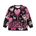 thumbnail image 3 of Xoenoiee Heart Leopard Paint Splatter Print Oversized Sweatshirt for Girls Teens, Crewneck Long Sleeve Side Slit Pullover, Cozy Comfy Fall Winter Top, 9-10 Years, 3 of 6