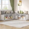 thumbnail image 3 of Gineuiia L-Shape Storage Bench with Cushion Backless Corner Dining Bench with Storage Kitchen Breakfast Nook Bench Storage Bench for Entryway White, 3 of 8
