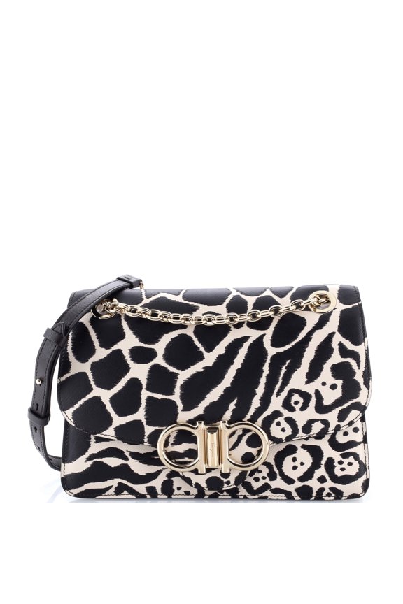 Pre-Owned Gancini Turnlock Flap Bag Printed Leather Medium By Rebag