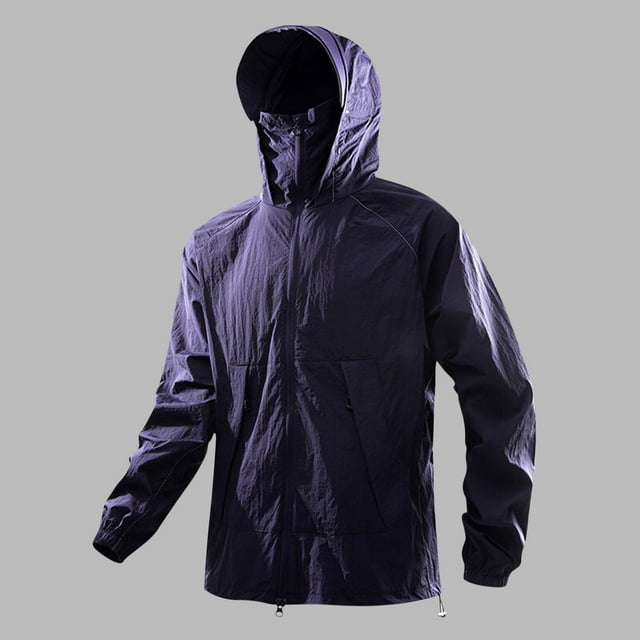 Veste Décontractée pour Hommes, Respirante à Capuche Manches Longues avec Protection Solaire et Poches pour Usage Quotidien, Design Confortable et Léger