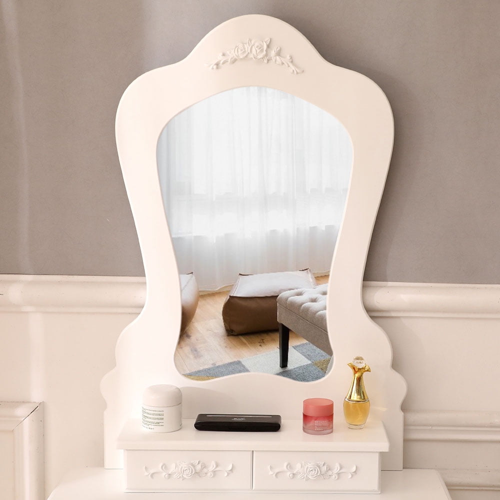 Lowestbest Vanity Table Dressing Table With Single Mirror and 3 Drawer for Home Bedroom