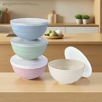 4 Pcs, 26 oz Wheat Straw Cereal Bowls with Lid, Resuable Bowls, Microwave and Dishwasher Safe