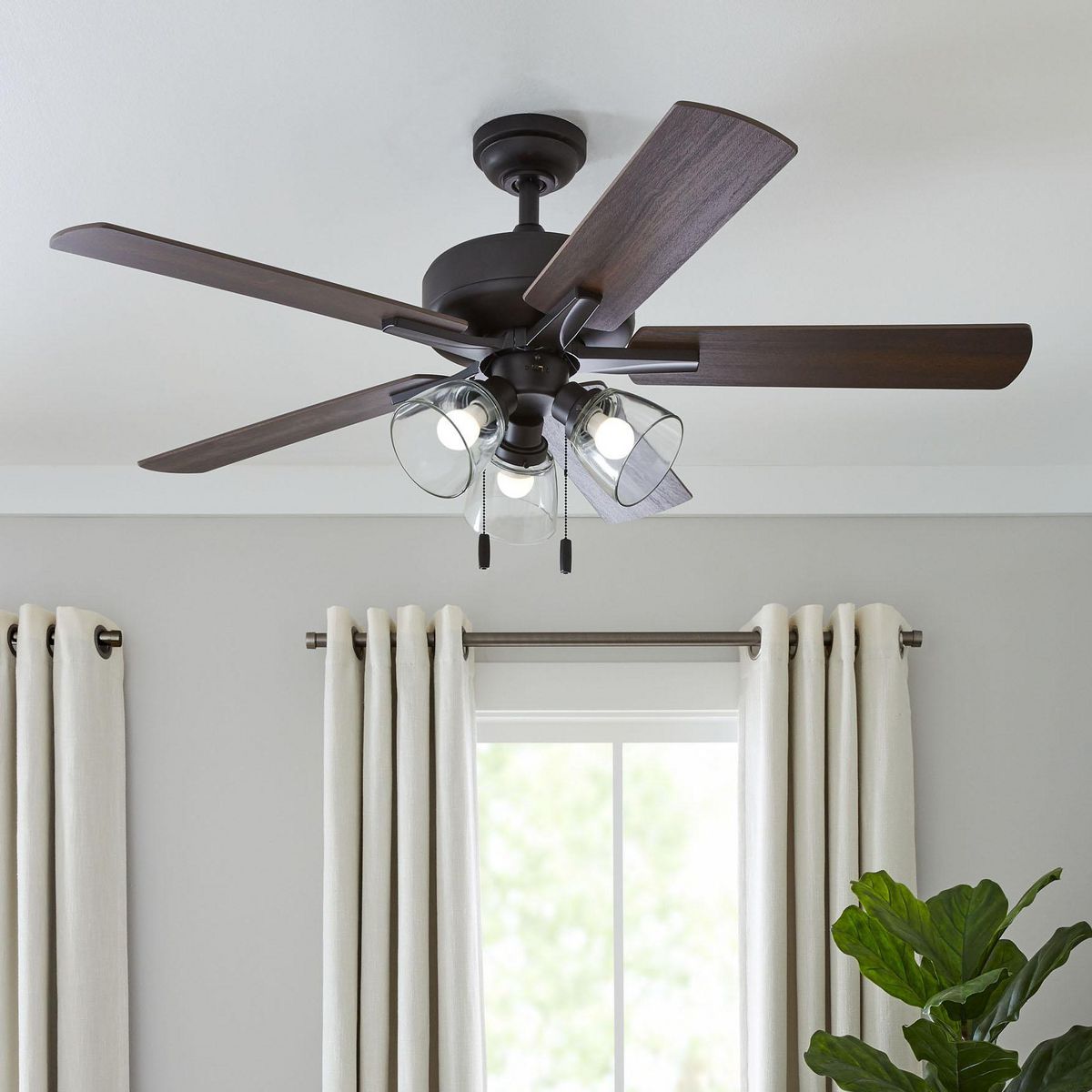 Better Homes & Gardens 52" Bronze Coastal Ceiling Fan, 5 Reversible Blade, 3 LED Bulbs Included - image 2 of 10