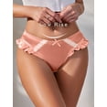 thumbnail image 3 of Ausing Women's Briefs Ruffle Satin Panties Frill Trim Low Rise Smooth Lightweight Bikini Underwear Bean Paste Color M, 3 of 6