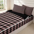 thumbnail image 3 of Manfei Classic Plaid Zipper Full Size Comforter Sets with Fitted Sheet and 2 Pillowcases,Vintage Check Zipper Bedding Set,Black Pink,Black Reversible,4pcs, 3 of 8