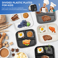 thumbnail image 3 of YUESHENGHAO10-inch (5PCS)unbreakable wheat child/adult divider plate, 3-compartment divider plate, dishwasher/microwave safe divider plate/Lightweight reusable plastic divider plate, BPA-free (black), 3 of 9