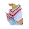 thumbnail image 4 of Sunloudy Chandail à Épaules Dénudées Tricotées Femmes Manches Longues à Rayures Demi Col Roulé, 4 of 6