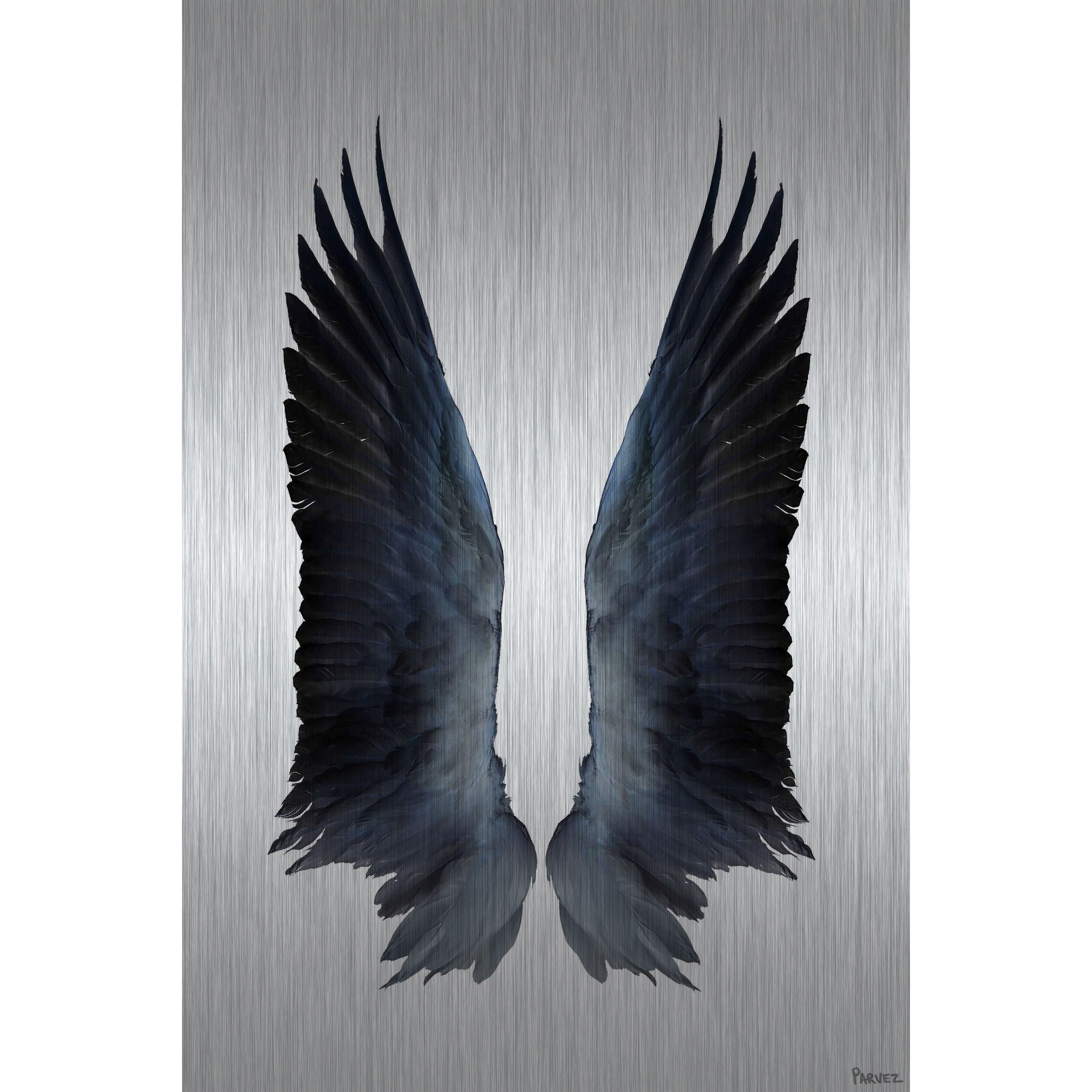 Parvez Michel Inc Parvez Taj - Black Wings Painting Print on Brushed Aluminum