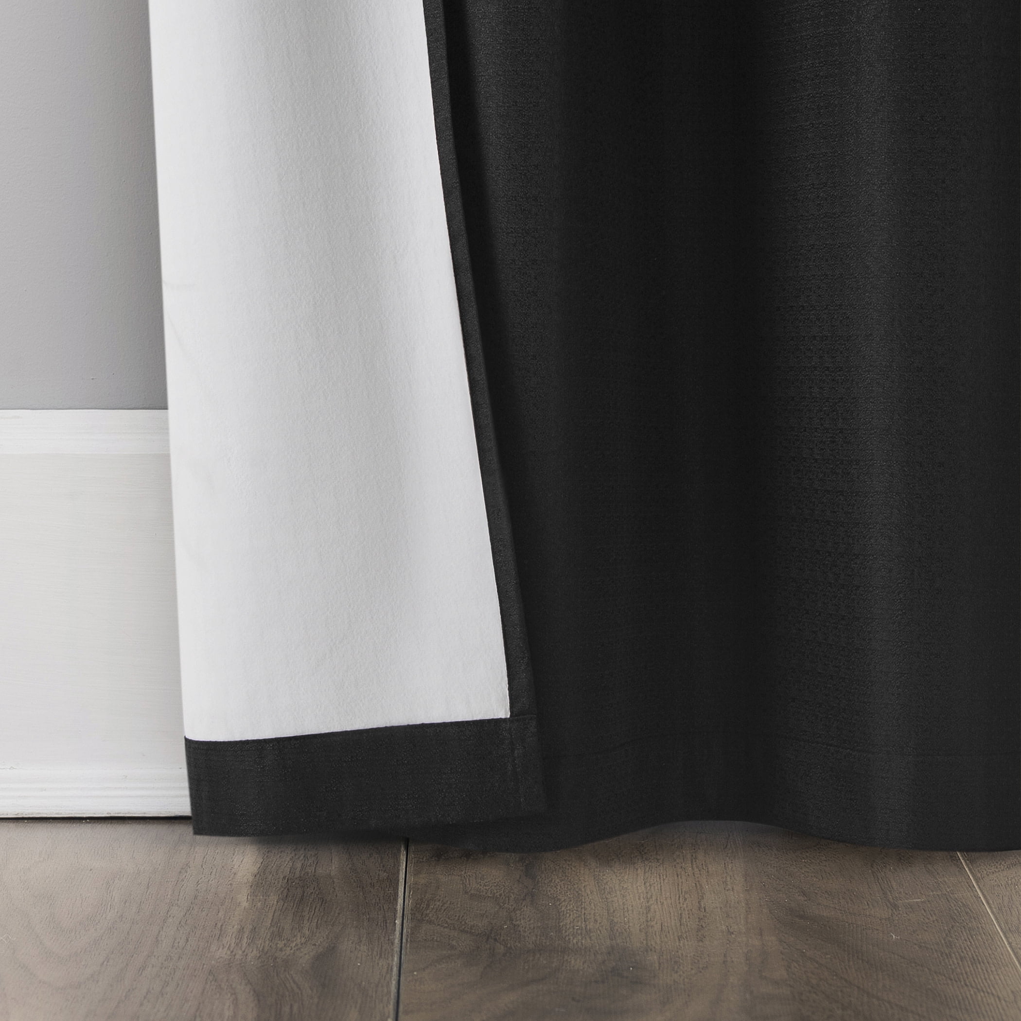Sun Zero Bryant 2-Piece Textured Thermal Insulated 100% Blackout  Grommet Top Curtain Panel, Black, 37”W x 108"L