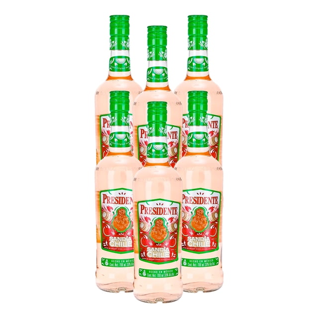 PACK DE 6 BRANDY PRESIDENTE SANDIA CON CHILE 700ML