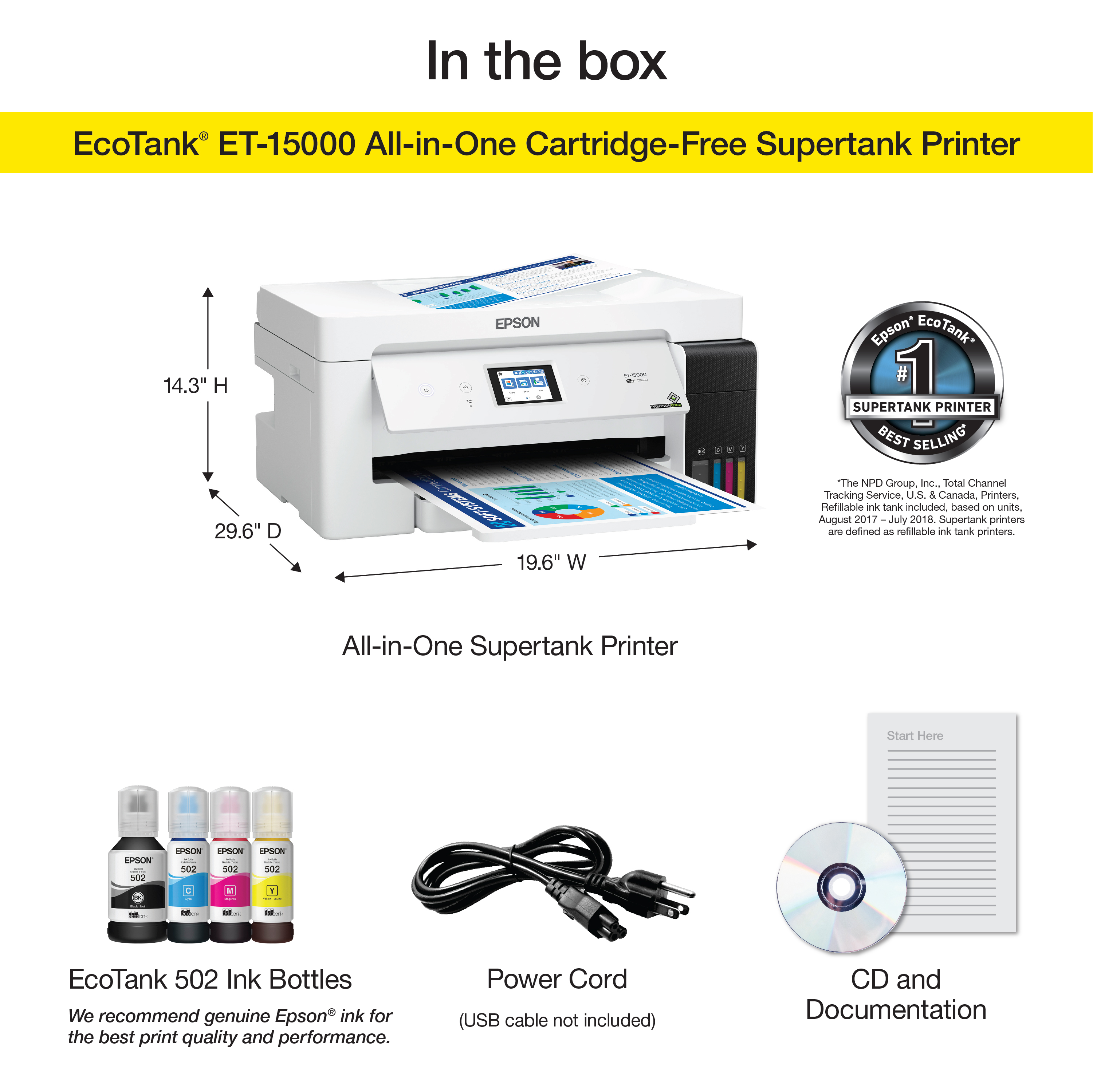 Epson EcoTank ET-15000 Wireless Color All-in-One Supertank Printer with Scanner, Copier, Fax, Ethernet and Printing up to 13 x 19 Inches - image 5 of 6