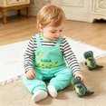 thumbnail image 2 of Enyan Baby Boy Clothes Fall Winter Outfits Infant Boys Long Sleeve Stripe Romper Dinosaur Clothing Set(Green,1-3 Months), 2 of 7