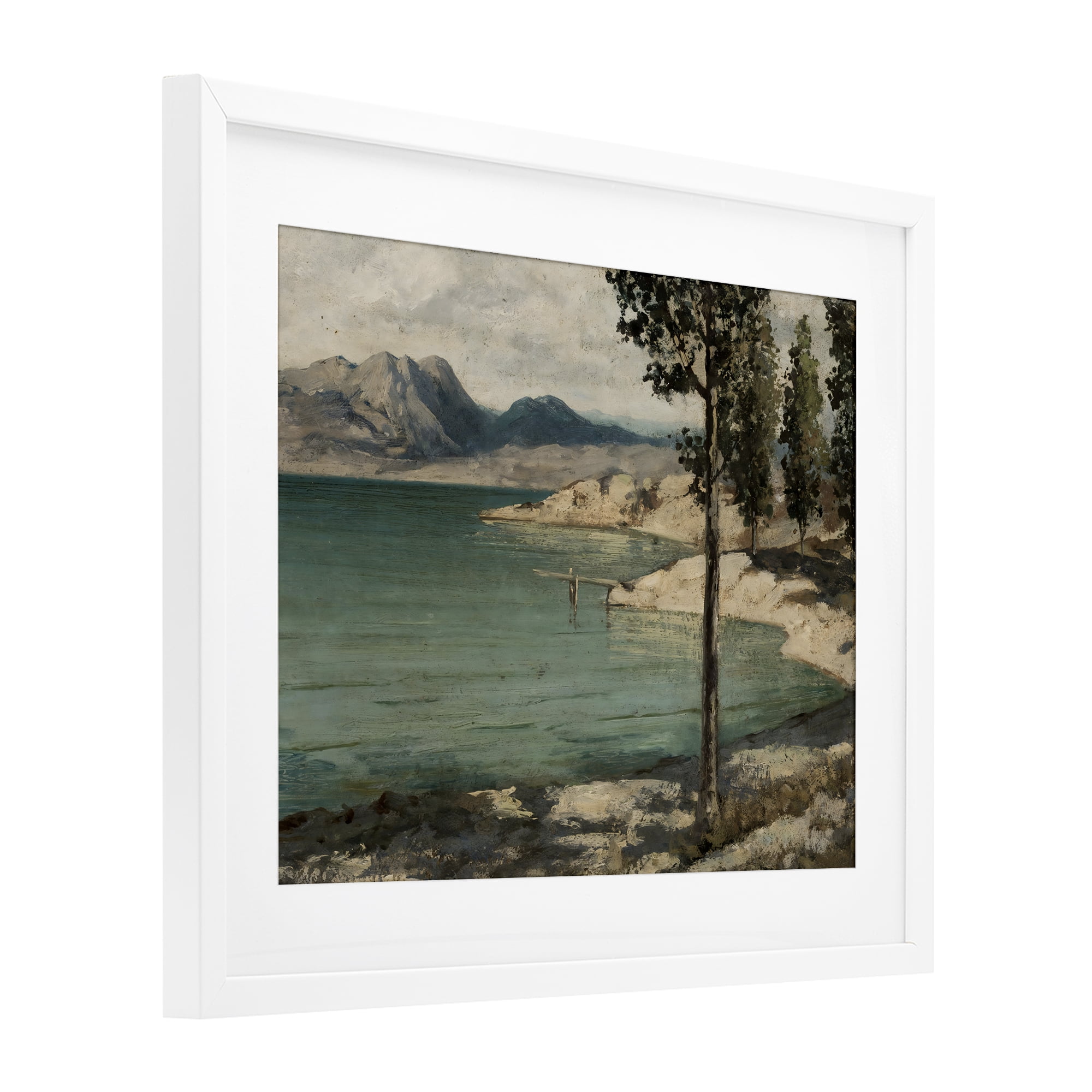 Stupell Industries Tranquil Shore with Trees White Framed Print Under Glass, design by Arlington Prints