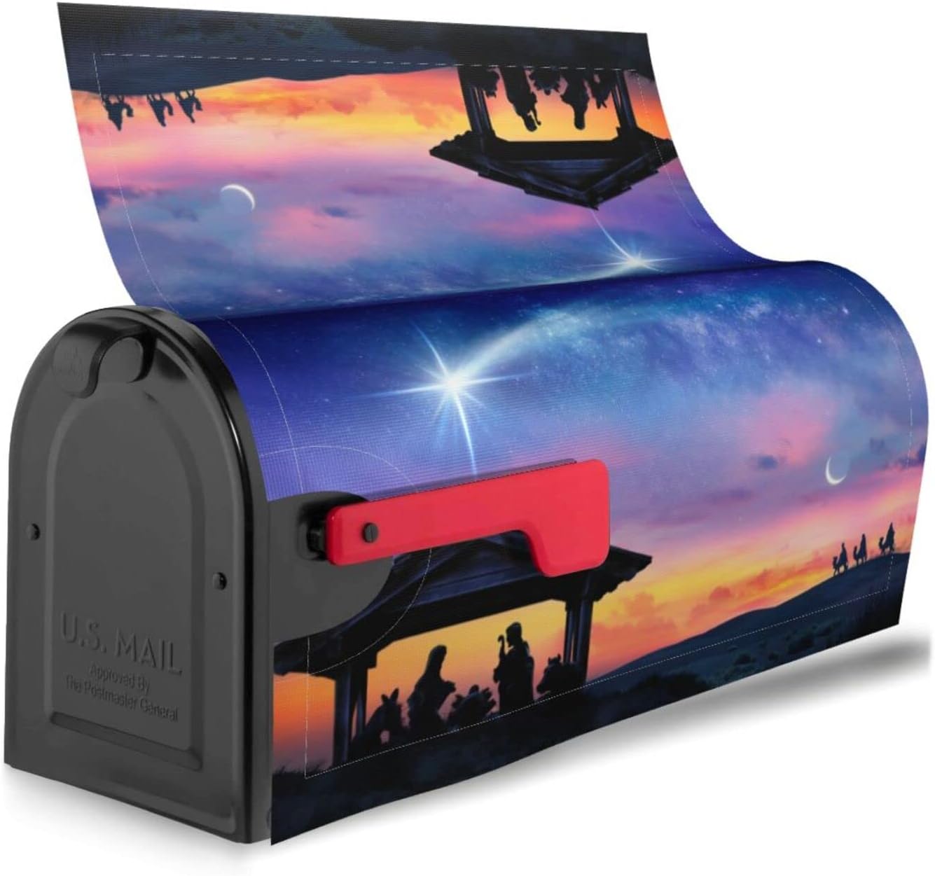Nativity Scene Christmas Mailbox Magnetic Post Mailbox Cover Garden Decor Outdoor Large 25.5" X 21"