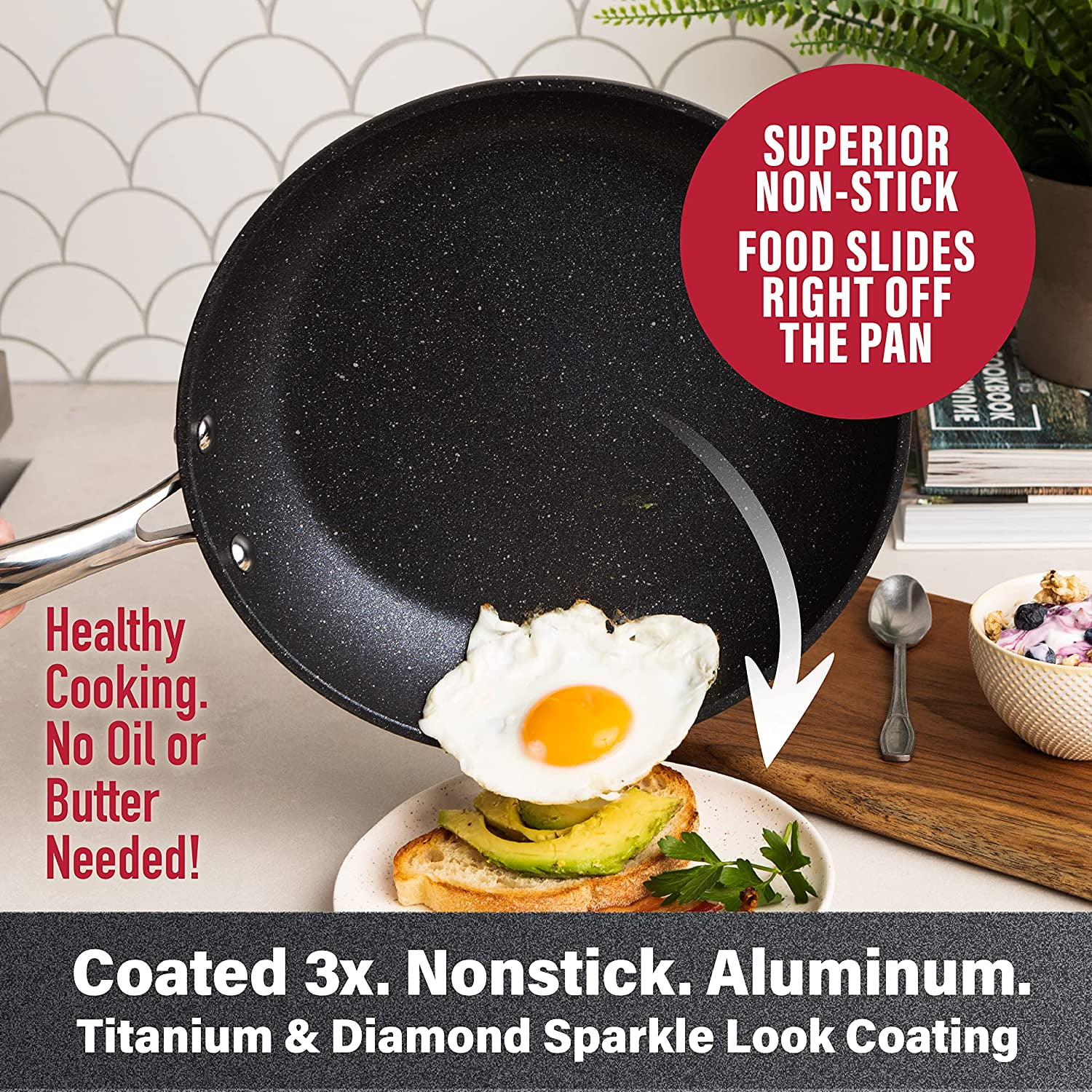 GraniteStone Diamond GraniteStone Diamond Emerald Green 13.97-in Aluminum  Cookware Set with Lid in the Cooking Pans & Skillets department at