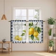 thumbnail image 2 of Yellow Lemon Kitchen Curtains 45 Inch Length, Wooden Summer Botanical Black White Checkered Tiers Curtains for Bathroom Bedroom Cafe, Light Filtering Small Window Treatment Drapes 2 Panels 42"Wx45"L, 2 of 8