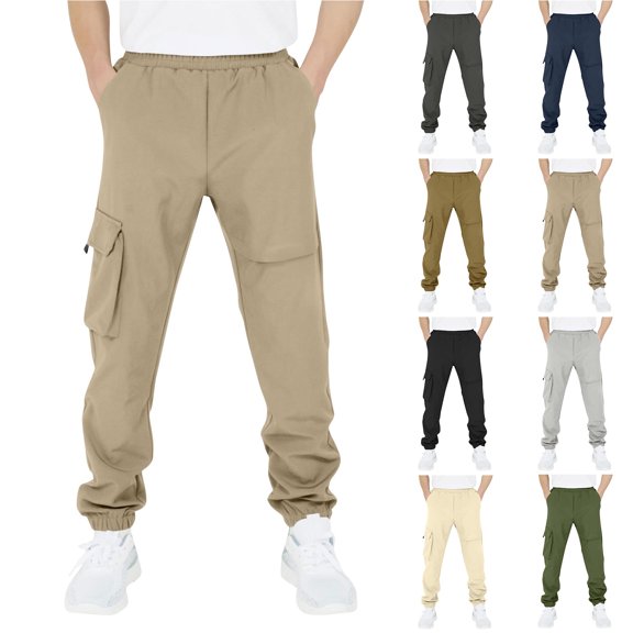 SEAOPEN Boy's Wide Leg Cargo Baggy Sweatpants Casual Sports Jogges Long Trousers with Pockets Dark Gray 10 Years