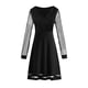 thumbnail image 4 of Vestido negro con cuello en V para mujer - Costuras de malla, manga larga, corte ajustado - Minivestido de poliéster para salir de fiesta/citas - Tallas US/UK/EU S-XXL, 4 of 4