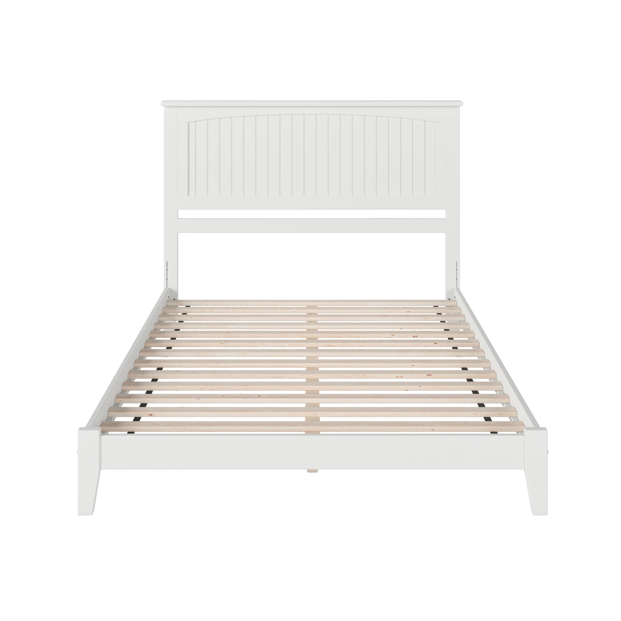 AFI Nantucket King Low Profile Wood Platform Bed Frame with Cottage Headboard, White