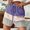Purple, variant on Ichuanyi Womens Pants , Women's High Waist Striped Colorblock Lace-up Elastic Waist Casual Shorts