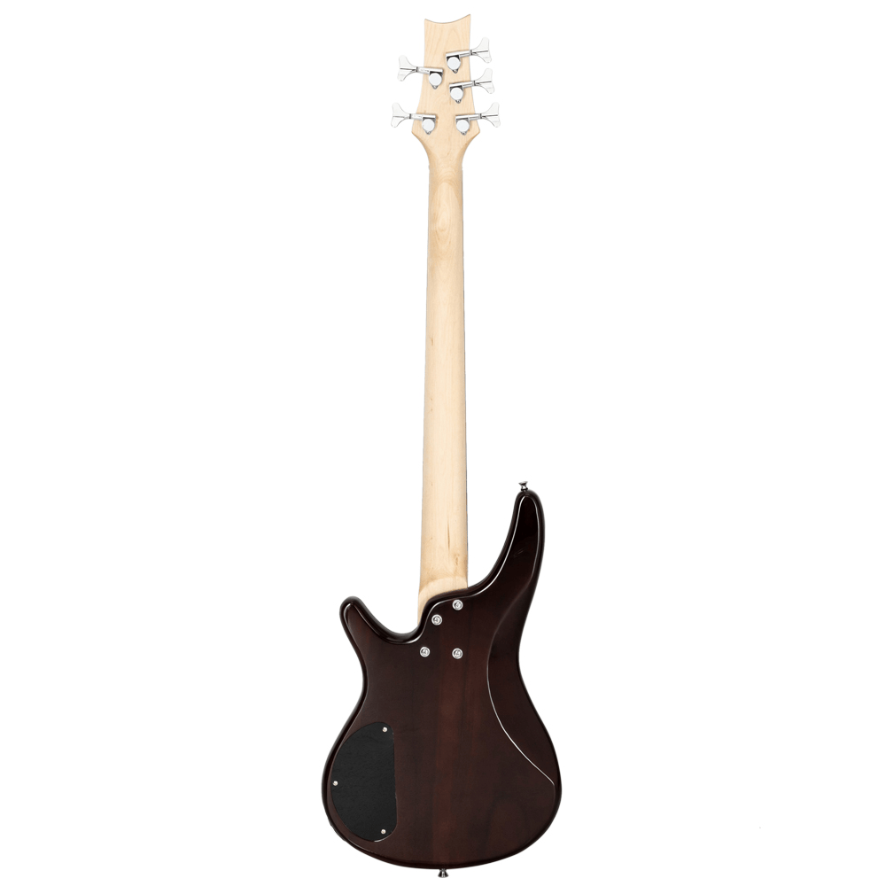 Tcbosik 5 String Full Size Electric Bass Guitar with Bag, Strap, Plectrum, Amp Wire and Wrench Tool for Beginners, Earth Brown