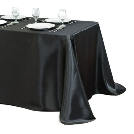 

1 pcs Thick Washable Tablecloth Wedding Party Solid Color Banquet Tablecloth Table Decorations Satin Table Cover BLACK XXL