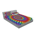thumbnail image 2 of Trippy Fitted Sheet & Pillow Sham Set, Psychedelic Rainbow Spiral in Vibrant Colors Circular Rainbow of Optical Illusion, Decorative Printed 6 Piece Bedding Decor Set, Full, Multicolor, by Ambesonne, 2 of 3