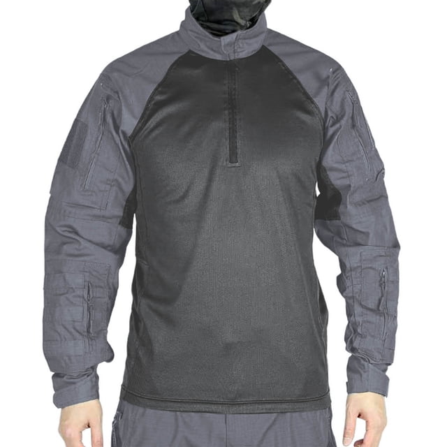 pstuiky camisas de manga larga para hombre, Camiseta deportiva de manga corta con cuello alto para hombre, color liso, para entrenamiento al aire libre Tops de hombre l