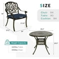 thumbnail image 2 of MEETWARM 5 Piece Outdoor Furniture Patio Dining Set, All-Weather Cast Aluminum Patio Table and Chairs Set- 4 Cushioned Chairs, 1 Round Dining Table with Umbrella Hole for Backyard, Navy Blue, 2 of 8