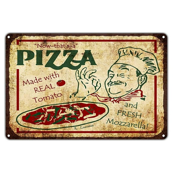 Now That's A Pizza Made With Real Tomato And Fresh Mozzarella Vintage Retro Metal Wall Decor Art Shop Man Cave Bar Aluminum 18"x24" Sign
