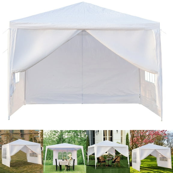 UWR-Nite Outdoor Canopy Tent with 4 Side Walls, 10' x 10' White Patio Gazebo Tent for Outside, 2021 Upgraded Sunshade Shelter Gazebo Party Tent, Waterproof Outdoor Gazebo Tent for Backyard Wedding