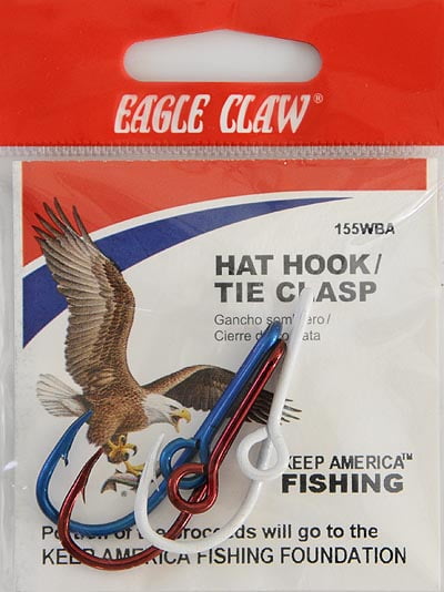 Lot of 5 ORIGINAL EAGLE CLAW 155a CAP Hook Hat Pin Fish Hook Clasps money clip 