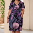 thumbnail image 3 of Womens Casual Dresses Dark Purple Floral Seamless Pattern Short Sleeve Dress Summer Dresses for Women 2025, 3 of 5